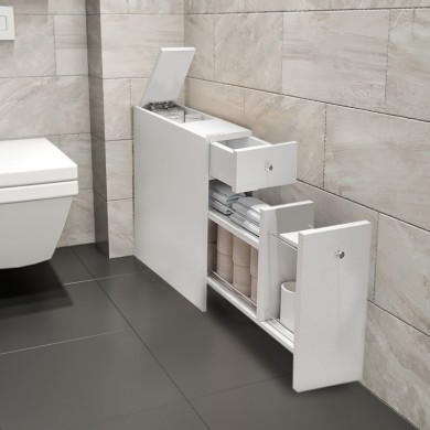 Calencia Megapap melamine bathroom cabinet in white color 20x60x55cm.