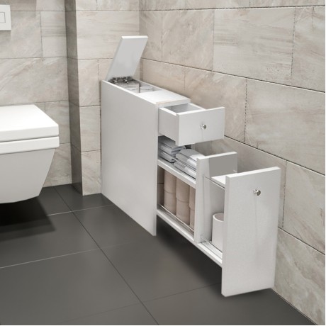 Calencia Megapap melamine bathroom cabinet in white color 20x60x55cm.