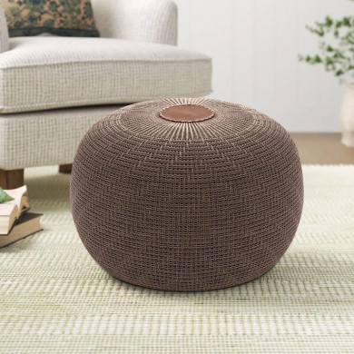 Stool - Pouf Knit Megapap knitted brown color Φ47x35cm.