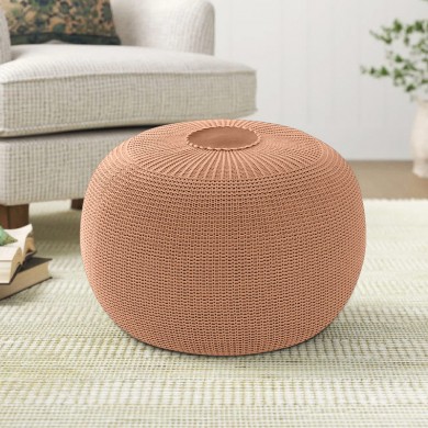 Stool - Pouf Knit Megapap knitted cinnamon color Φ47x35cm.