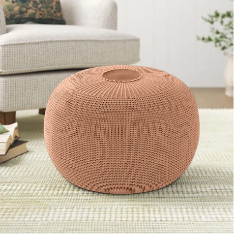Σκαμπό - Πουφ Knit Megapap πλεκτό χρώμα cinnamon Φ47x35εκ.