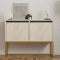 Zermat Megapap melamine buffet in beige travertine - gold color 90x34x70cm.