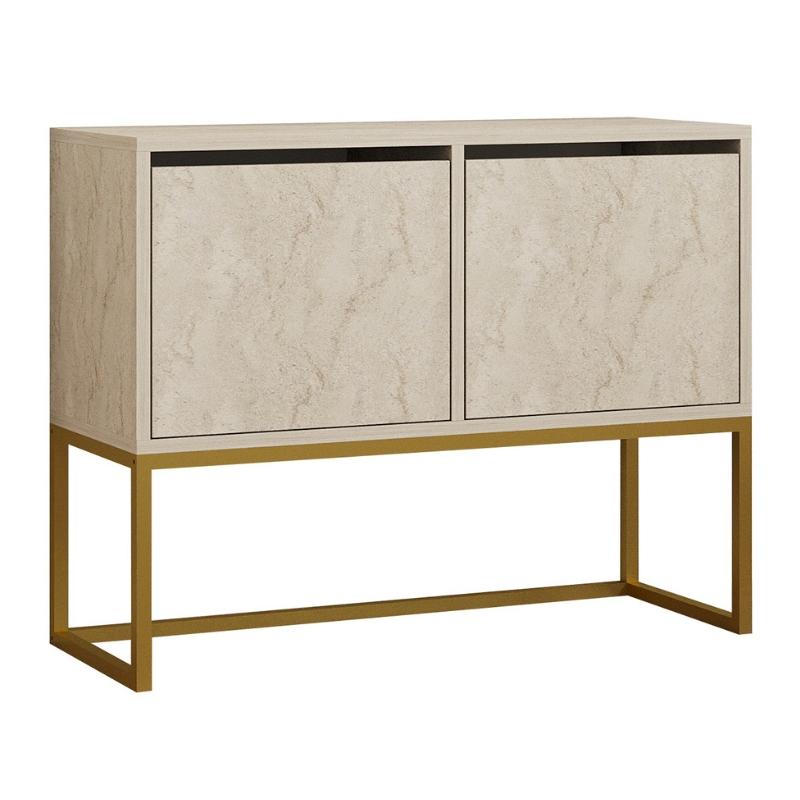 Zermat Megapap melamine buffet in beige travertine - gold color 90x34x70cm.