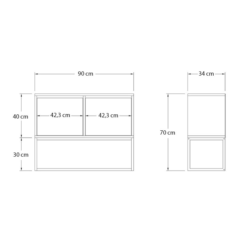 Zermat Megapap melamine buffet in beige travertine - gold color 90x34x70cm.