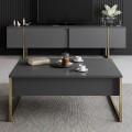 Luxe Megapap metal - melamine coffee table in anthracite - gold color 90x60x40cm.
