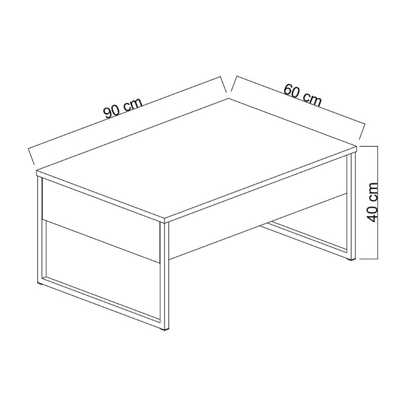 Luxe Megapap metal - melamine coffee table in anthracite - gold color 90x60x40cm.
