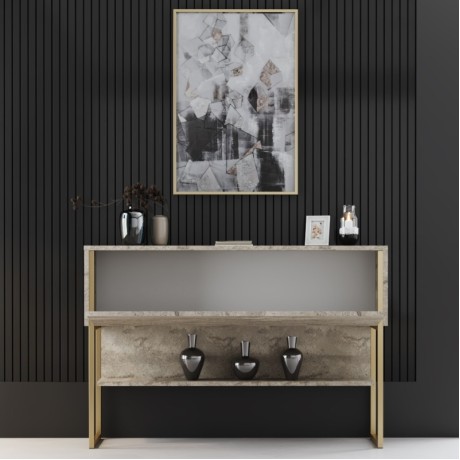 Luxe Megapap melamine buffet in travertine - gold color 120x30x80cm.