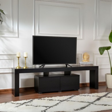 Enclave Megapap melamine TV furniture in black color 180x31.3x50cm.