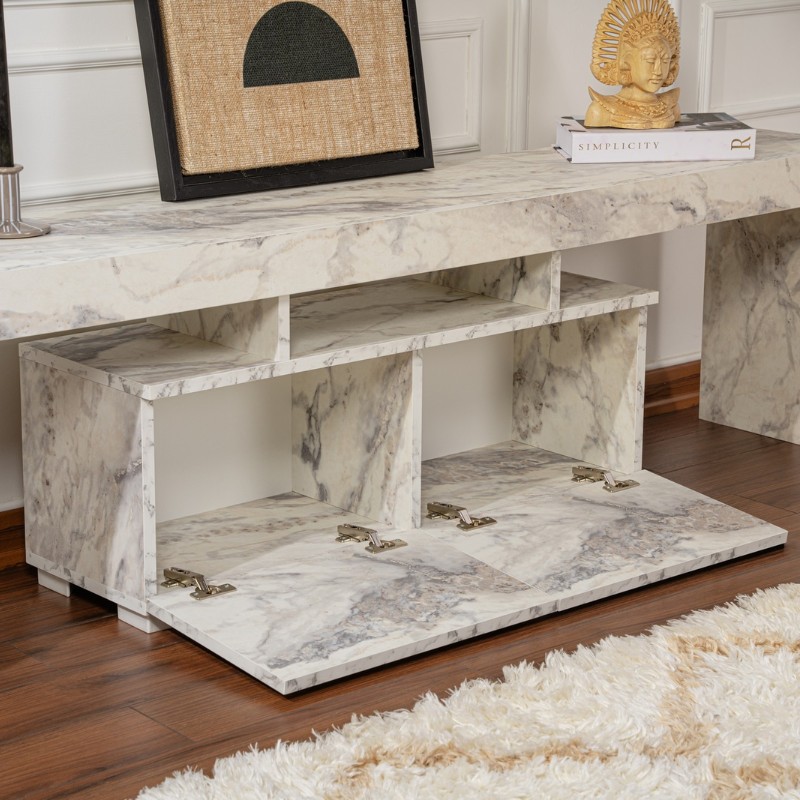 Enclave Megapap melamine TV furniture in marble effect color 180x31.3x50cm.