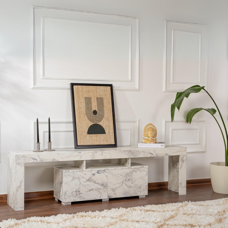 Enclave Megapap melamine TV furniture in marble effect color 180x31.3x50cm.