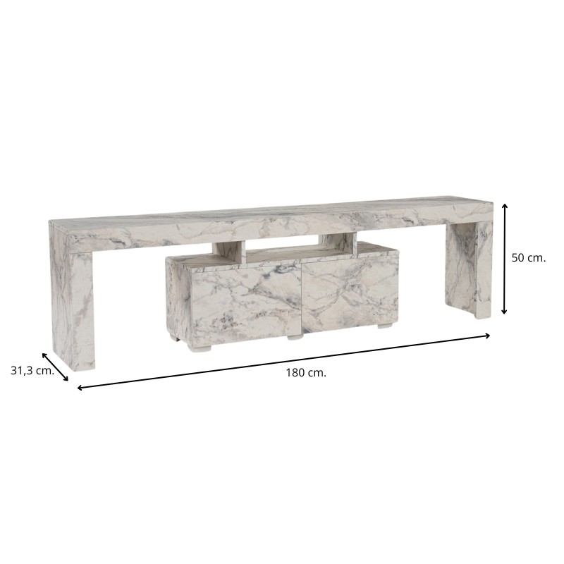 Enclave Megapap melamine TV furniture in marble effect color 180x31.3x50cm.