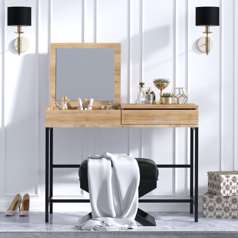 Linda Megapap melamine dressing table in oak color 100x45x74cm.