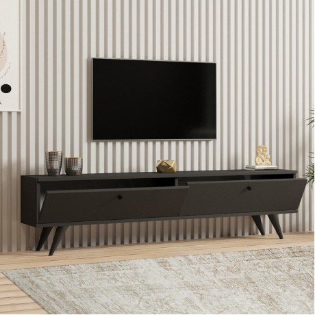 Έπιπλο τηλεόρασης Paris Megapap χρώμα ανθρακί 160x25x35εκ.