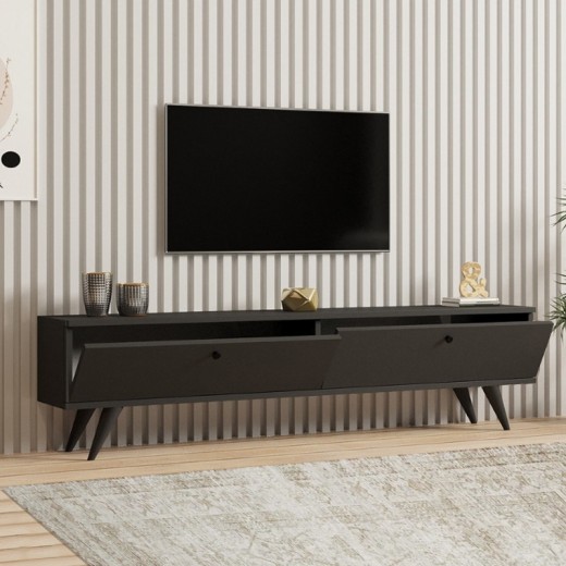 Έπιπλο τηλεόρασης Paris Megapap χρώμα ανθρακί 160x25x35εκ.
