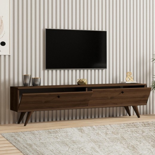 Έπιπλο τηλεόρασης Paris Megapap χρώμα καρυδί 160x25x35εκ.
