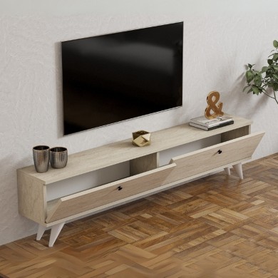 Paris Megapap melamine TV stand in travertine color 160x25x35cm.