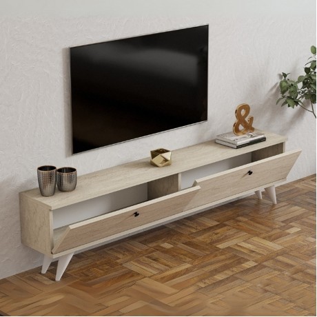 Paris Megapap melamine TV stand in travertine color 160x25x35cm.