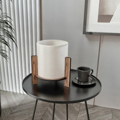 Pine Megapap MDF E27 table lamp in walnut - cream color Ø20x20cm.