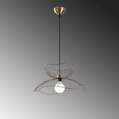 Φωτιστικό οροφής Farac Megapap E27 μεταλλικό μονόφωτο χρώμα χρυσό vintage Ø50x31/111εκ.