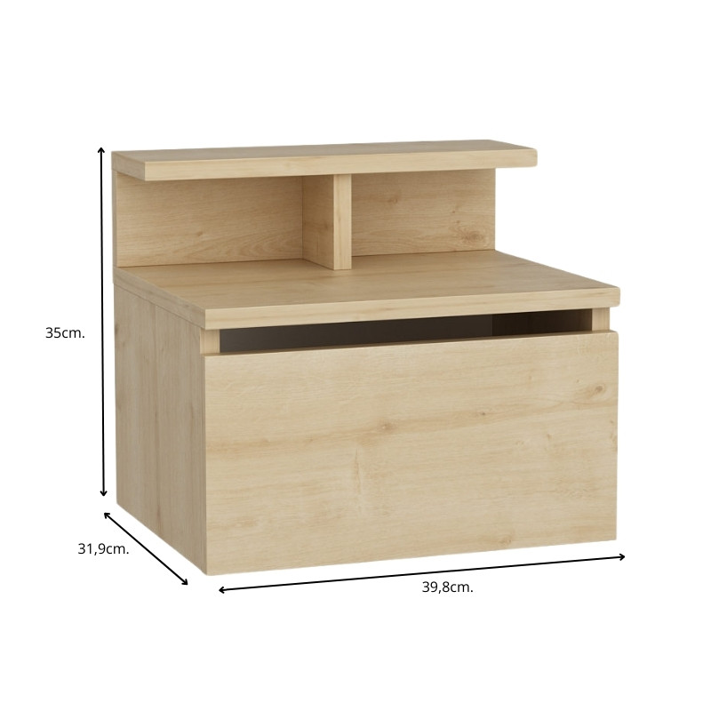 Arsen Megapap melamine wall nightstand in oak color 39,8x31,9x35cm.