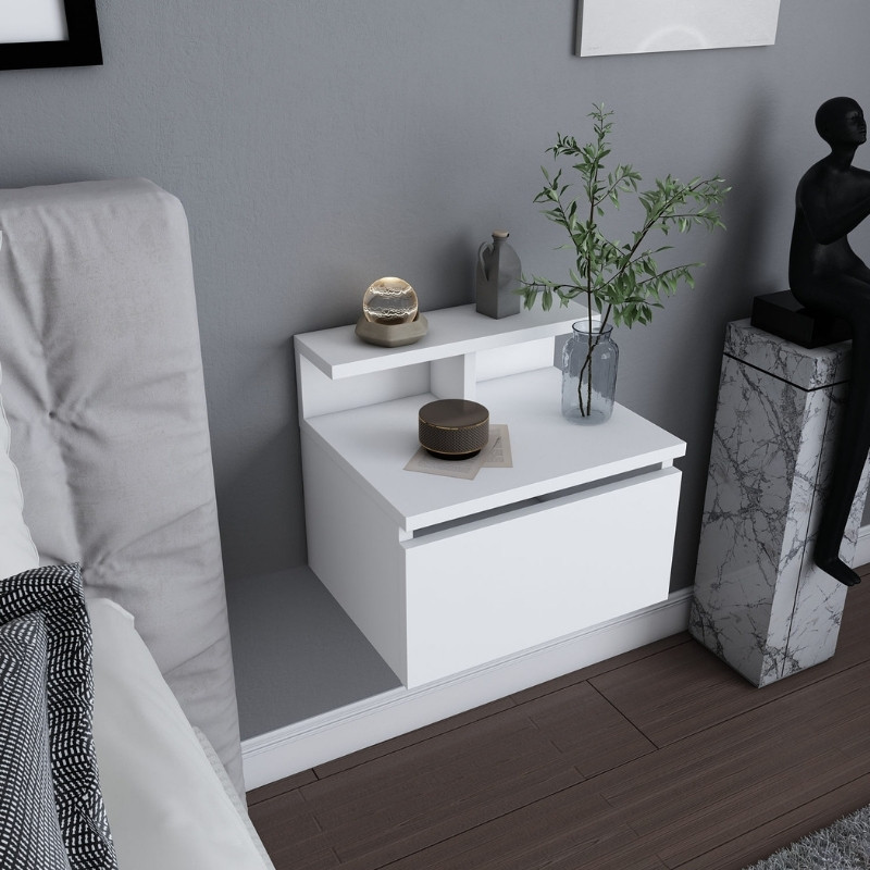 Arsen Megapap melamine wall nightstand in white color 39,8x31,9x35cm.