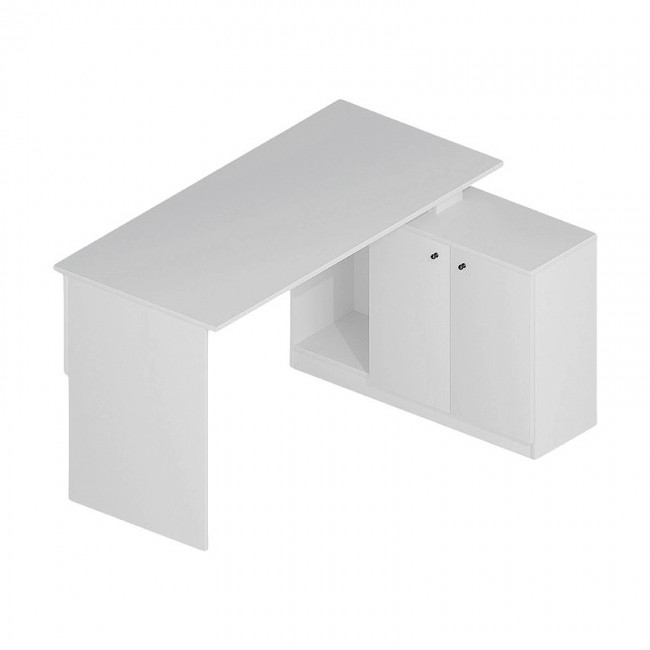 Γραφείο εργασίας Basak Megapap γωνιακό χρώμα λευκό 130x60x74εκ.