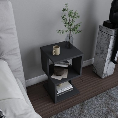 Carter Megapap melamine nightstand in anthracite color 29.6x29.6x49.4cm.