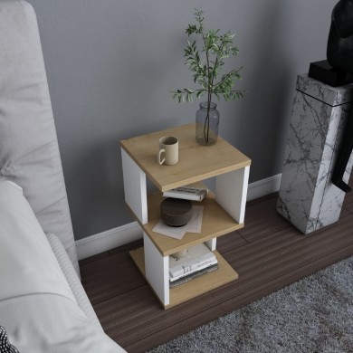 Carter Megapap melamine nightstand in oak - white color 29.6x29.6x49.4cm.