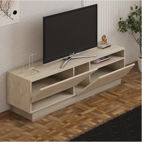 Koza Megapap melamine tv stand in travertine color 160x40x45cm.