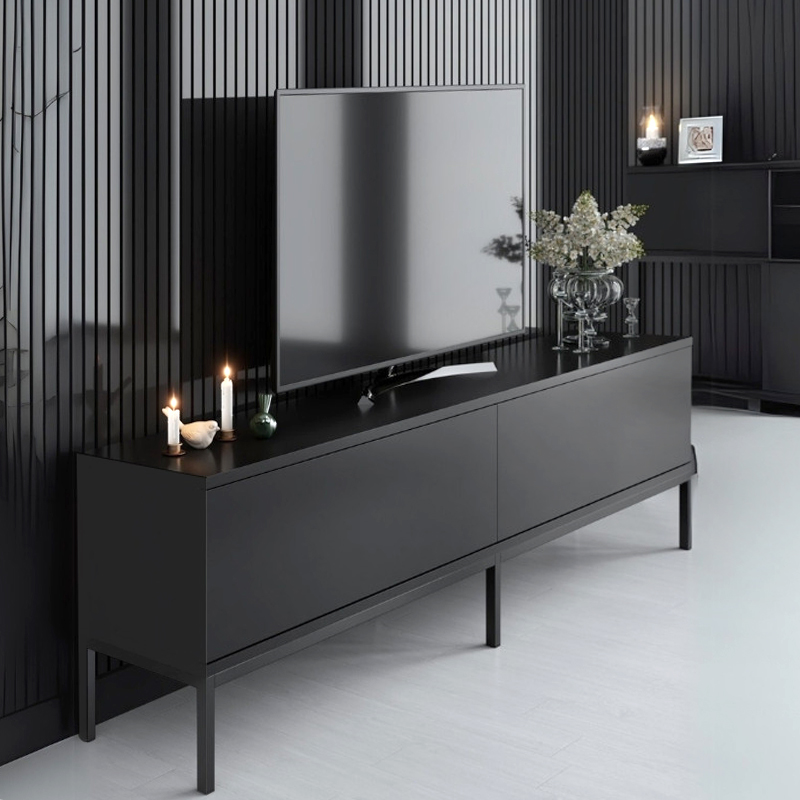 Lord Megapap melamine tv stand in black color 180x30x47cm.