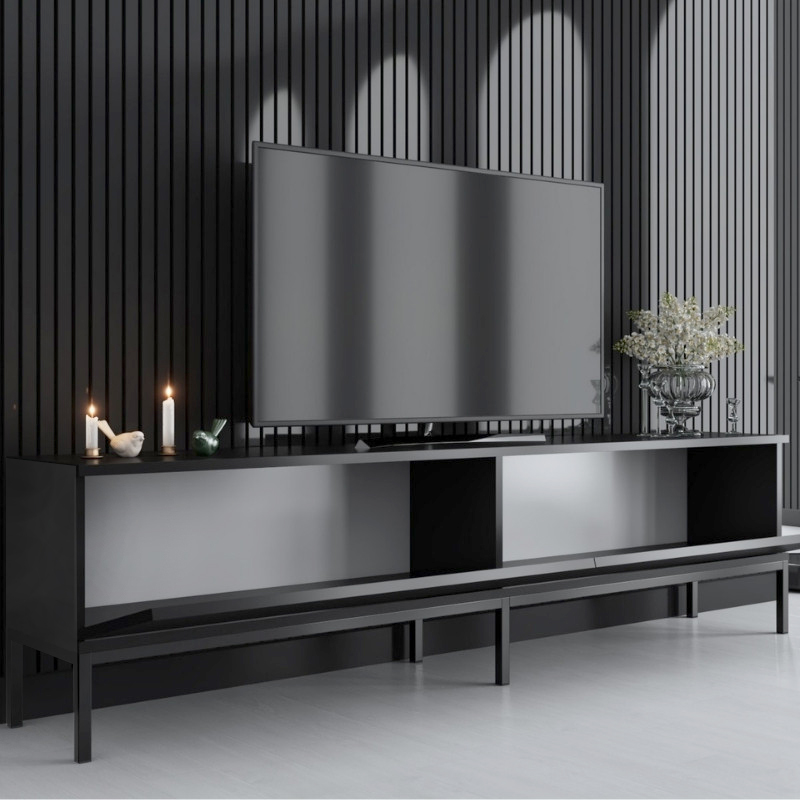 Lord Megapap melamine tv stand in black color 180x30x47cm.