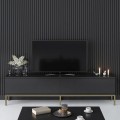 Έπιπλο τηλεόρασης Lord Megapap χρώμα μαύρο - χρυσό 180x30x47εκ.