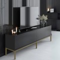 Έπιπλο τηλεόρασης Lord Megapap χρώμα μαύρο - χρυσό 180x30x47εκ.