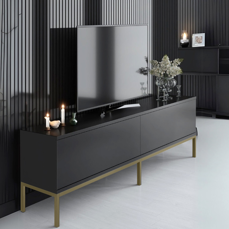 Έπιπλο τηλεόρασης Lord Megapap χρώμα μαύρο - χρυσό 180x30x47εκ.