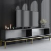 Έπιπλο τηλεόρασης Lord Megapap χρώμα μαύρο - χρυσό 180x30x47εκ.