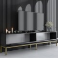 Έπιπλο τηλεόρασης Lord Megapap χρώμα μαύρο - χρυσό 180x30x47εκ.