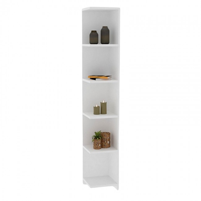 Βιβλιοθήκη γωνιακή Ravella Megapap χρώμα λευκό 25x25x160εκ.