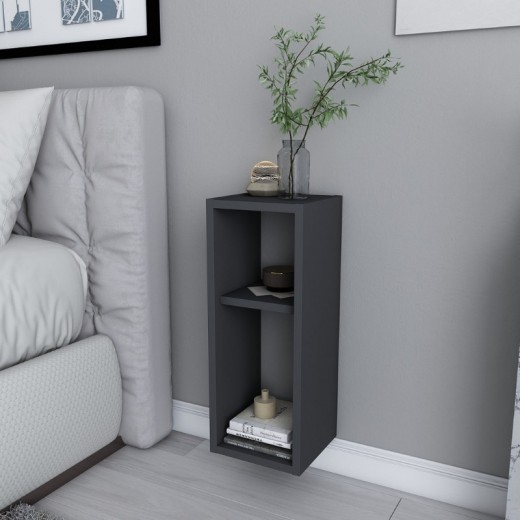 Κομοδίνο επιτοίχιο Sault Megapap χρώμα ανθρακί 23,2x22x59,6εκ.