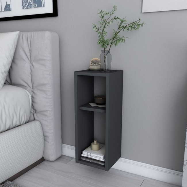Κομοδίνο επιτοίχιο Sault Megapap χρώμα ανθρακί 23,2x22x59,6εκ.