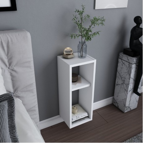Sault Megapap melamine wall nightstand in white color 23,2x22x59.6cm.