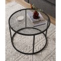 Startis Megapap metal - tempered glass coffee table in black color Ø60x43cm.