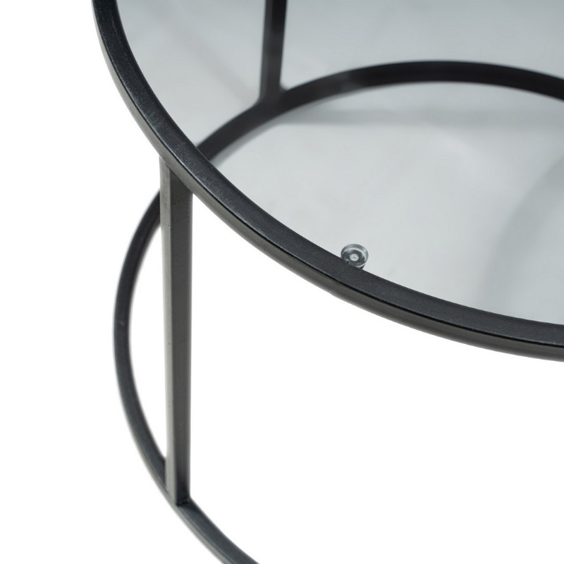 Startis Megapap metal - tempered glass coffee table in black color Ø60x43cm.