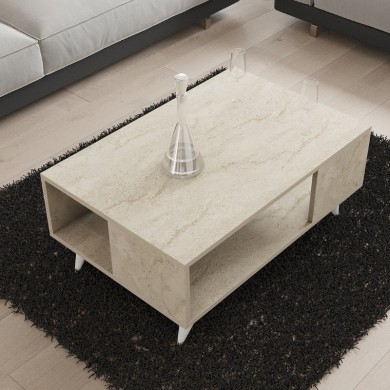 Yuka Megapap melamine coffee table in travertine color 90x60x39.5cm.