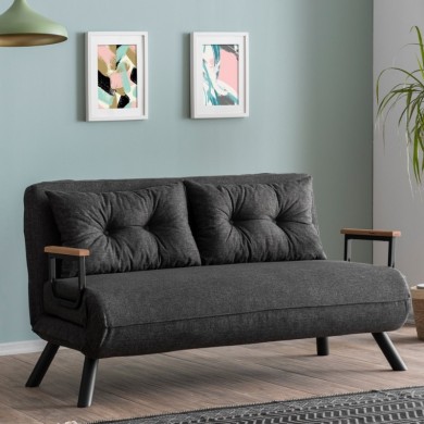 Sando Megapap two seater fabric sofa bed in dark grey color 133x78x78cm.