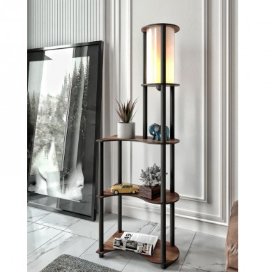 Nova I Megapap floor lamp MDF - PVC fabric in black - walnut color 50x30x140cm.
