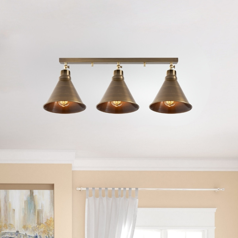 Arden Megapap E27 metallic three-light ceiling light in gold vintage color 72x20x26cm.