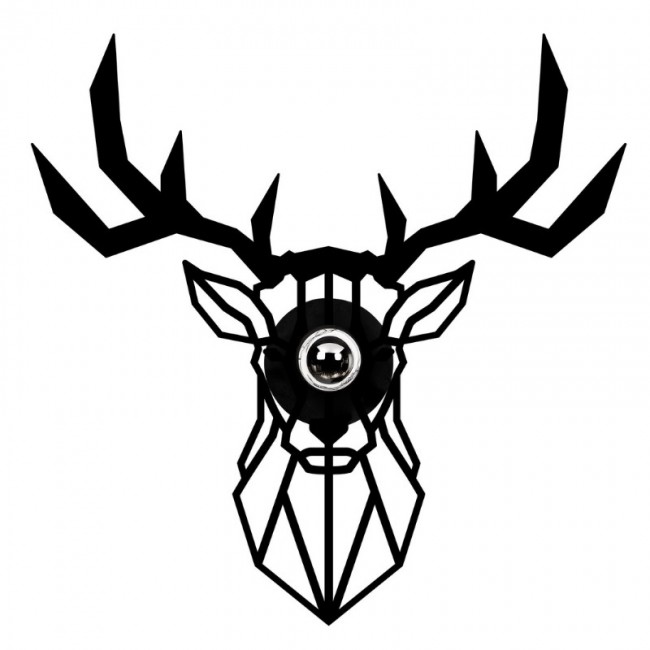 Απλίκα τοίχου Deer Megapap E27 MDF χρώμα μαύρο 55x12x55εκ.