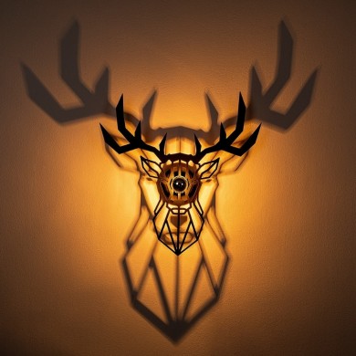 Deer Megapap E27 wall lamp in black color 55x12x55cm.