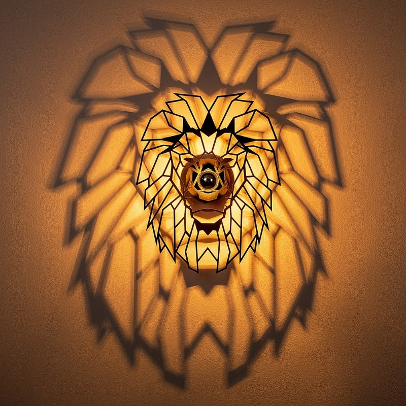 Lion Megapap E27 wall lamp in black color 39x12x49cm.