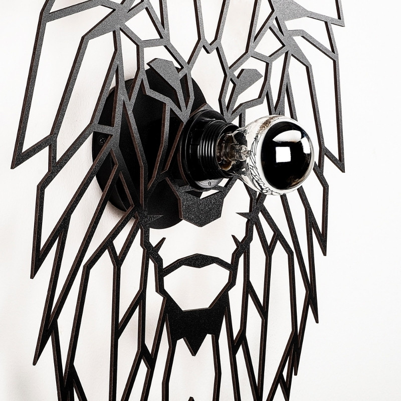 Lion Megapap E27 wall lamp in black color 39x12x49cm.